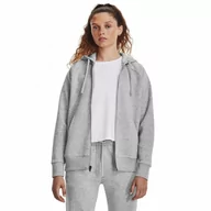 Bluzy sportowe damskie - Damska bluza dresowa rozpinana z kapturem Under Armour UA Rival Fleece FZ Hoodie - szara - UNDER ARMOUR - miniaturka - grafika 1