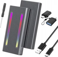 Obudowy i kieszenie na dyski twarde - Kieszeń Zenwire Obudowa na dysk SSD m2 4w1 NVME Pcie SATA NGFF M.2 USB-C USB 3.0 10 GB/s Adapter Kieszeń LED RGB Zenwire 2808SN - miniaturka - grafika 1