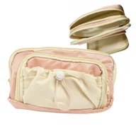 Piórniki - Duży piórnik szkolny różowy dwukomorowy organizer na przybory saszetka - miniaturka - grafika 1