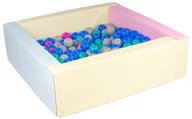 Suche baseny - Kwadratowy suchy basen z ekoskóry z 200 piłeczkami (różowy, niebieski, żółty (pastel)/niebieski, różowy, szary, turkusowy) - miniaturka - grafika 1
