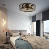 Wentylatory sufitowe - 18-calowy wentylator sufitowy z oświetleniem żelaznym - wentylator wewnętrzny z latarnią i oświetleniem przemysłowym Nowoczesne zdalne oświetlenie LED Cichy wentylator elektryczny z pilotem i klatką do wnętrz Kuchnia Łazienka Sypialnia - miniaturka - grafika 1