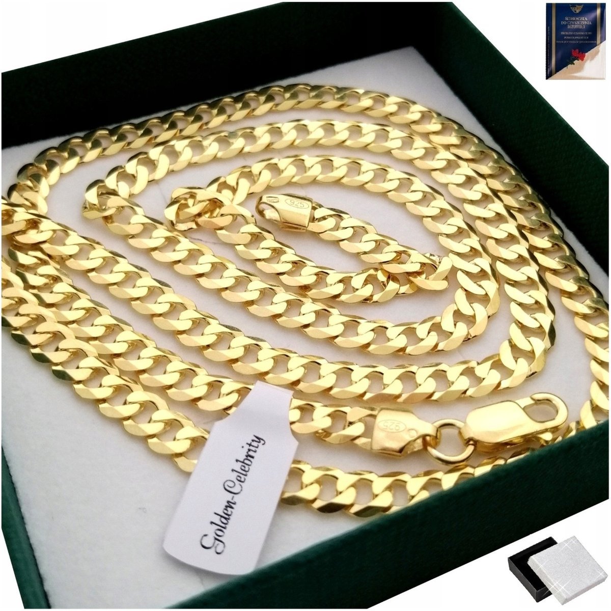 Pozłacany Męski Łańcuszek Pancerka Pełny 925 60 Cm Na 50 60 70 80 Urodziny