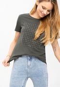 Koszulki i topy damskie - Damska koszulka z napisem i dżetami T-PERFECT - Volcano - miniaturka - grafika 1