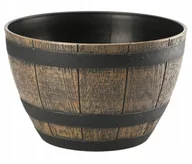Donice - Donica imitacja drewna okrągła Barrel 33 cm ciemny brąz - miniaturka - grafika 1