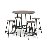 Stoły - Okrągły stół do jadalni, średnica 90 cm + 4 krzesła, dąb Wellington - miniaturka - grafika 1