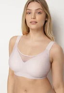 Biustonosze - Fioletowy Gładki Biustonosz z Siateczkową Wstawką i Szerokimi Ramiączkami Salandrea - miniaturka - grafika 1