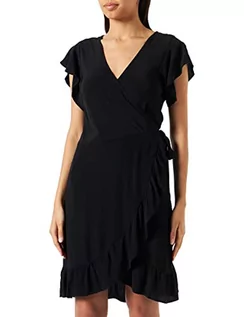 Sukienki - VIFINI WRAP S/S krótka sukienka - NOOS, czarny, 36 - grafika 1