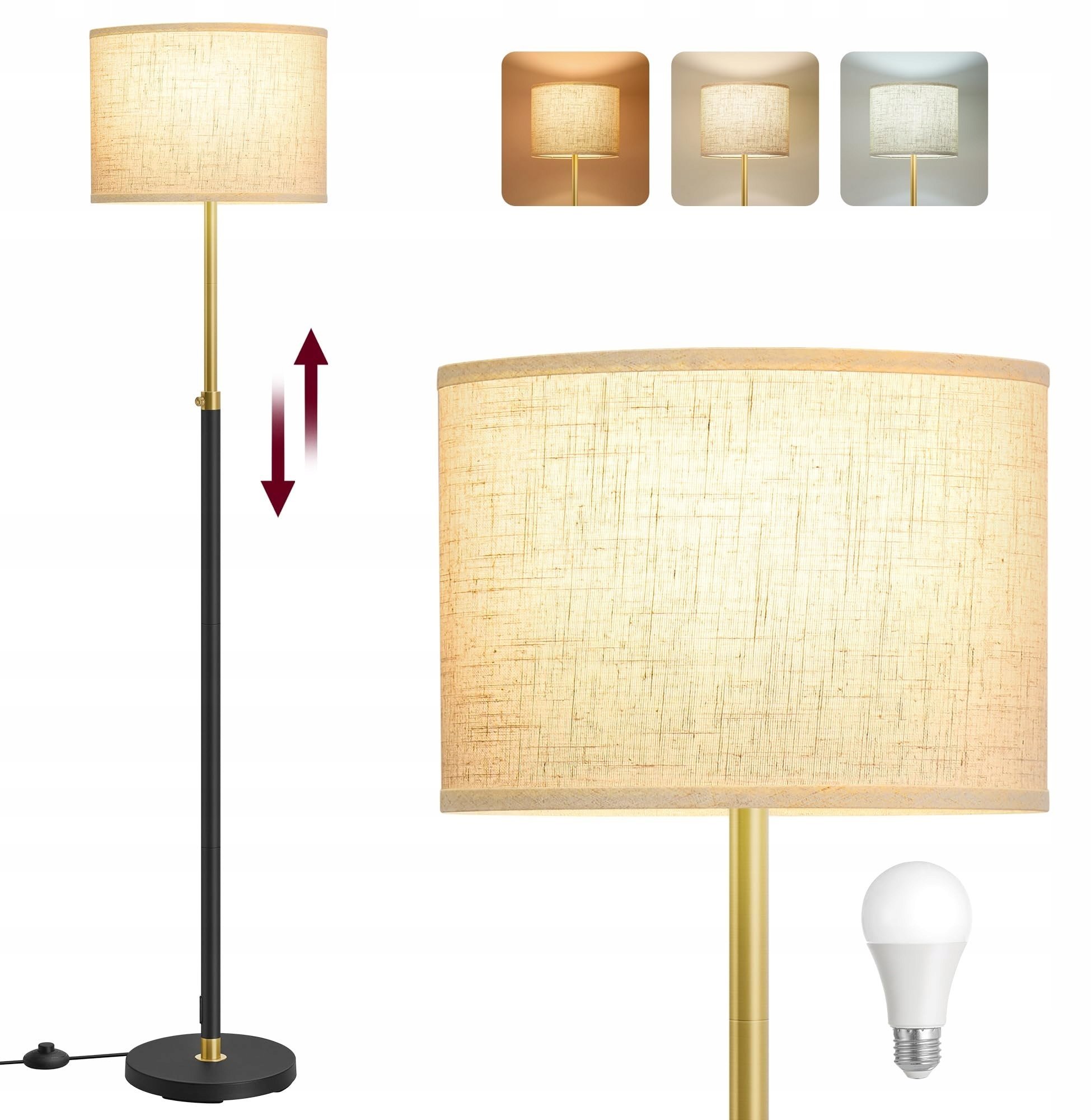 Lampa podłogowa Vasagle Lampa stojąca 140-170 cm złoty czarny