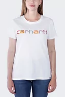 Koszulki sportowe damskie - Koszulka damska bawełniana Carhartt Lightweight Multi Color Logo WHT biały - miniaturka - grafika 1