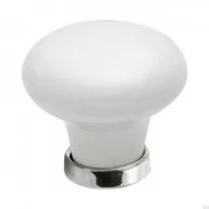 Klamki - Gałka meblowa 24136 Biała Porcelanowa Nikiel polerowany - miniaturka - grafika 1