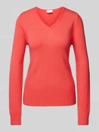 Swetry damskie - Sweter z dzianiny z dekoltem w serek model ‘RIL’ - miniaturka - grafika 1