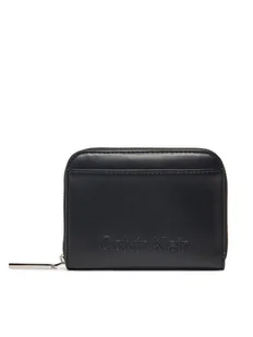 Calvin Klein Portfel damski Embossed Logo Medium Zip Around K60K612965 Czarny - Portfele - miniaturka - grafika 1