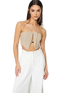 Trendyol Crop Top - Beżowy - Gładki, Beżowy, 34, BEŻOWY, 60 - Koszulki i topy damskie - miniaturka - grafika 1
