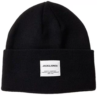 Czapki dla dzieci - JACK&JONES JUNIOR Boy's JACLONG Knit Beanie JNR czapka z dzianiny, czarna, S/M - grafika 1