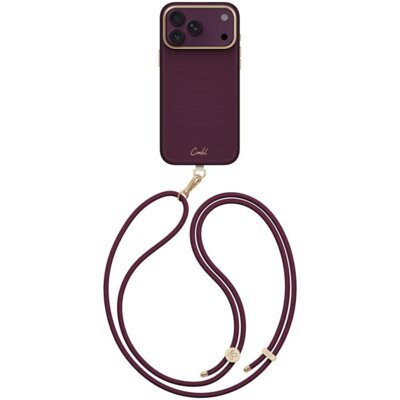 Etui UNIQ Coehl Mirelle Magnetic Charging do Apple iPhone 17 Pro Max/18 Pro Max Bordowy + Smycz