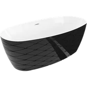 Wanny - Mexen Olea wanna wolnostojąca wzór 170 x 80 cm, biała/czarna, przelew nikiel szczotkowany - 52821708075-97 - miniaturka - grafika 1