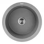 Zlewozmywaki - LAVEO SBD 588Y Zlewozmywak granitowy 1 komora Wymiary: ? 510x205 mm Wykończenie: szare W zestawie z syfonem Space Saving i korkiem klik-klak - miniaturka - grafika 1