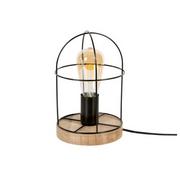 Lampy stojące - Britop Stojąca LAMPA stołowa NETUNO 88459174 metalowa  druciana drewno czarna 88459174 - miniaturka - grafika 1