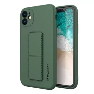 Wozinsky Kickstand Case elastyczne silikonowe etui z podstawką iPhone 11 Pro ciemnozielony - Etui i futerały do telefonów - miniaturka - grafika 1