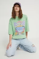 Koszulki sportowe damskie - Roxy t-shirt bawełniany damski kolor zielony - miniaturka - grafika 1