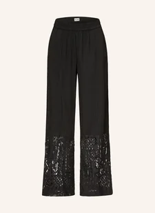 Ichi Spodnie Marlena Ihmarila Z Dziurkowaną Koronką schwarz - Moda i Uroda OUTLET - miniaturka - grafika 1