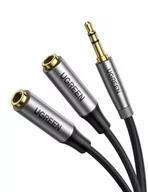 Kable - UGREEN Rozdzielacz audio AUX kabel jack 3,5 mm 20cm szary) - miniaturka - grafika 1