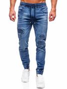 Spodnie męskie - Granatowe spodnie jeansowe joggery męskie Denley MP0052-2B - miniaturka - grafika 1