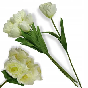 SZTUCZNY TULIPAN 56cm Bukiet tulipanów Kremowy tulipan jak żywy 6szt. - Sztuczne kwiaty - miniaturka - grafika 1