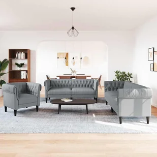 Sofa do salonu 3 pcs Jasnoszary tkanina - Sofy i kanapy Sofa do salonu 3 pcs Jasnoszary tkanina - Sofy i kanapy - miniaturka - grafika 1