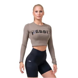 Koszulki sportowe damskie - NEBBIA Koszulka damska Crop Top Sporty Hero Long Sleeves Black XS - grafika 1