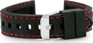Pasek gumowy do zegarka U20 - czarny/czerwone 18mm - Akcesoria do smartwatchy - miniaturka - grafika 1