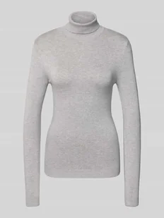 Sweter z wywijanym kołnierzem o kroju slim fit z mieszanki wiskozy model ‘GLORY’ - Swetry damskie - miniaturka - grafika 1