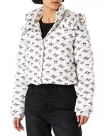Kurtki damskie - Pinko Damska kurtka pikowana Irma z podszewką z logo St. Logo, Yz1 biały/fioletowy, L - miniaturka - grafika 1