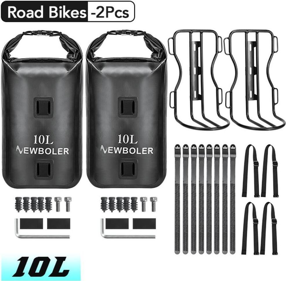 NEWBOLER 10L torba na widelec rowerowy, torba rowerowa, torba rowerowa, wodoodporna sucha torba, odpowiednia do rowerów górskich i szosowych, 2-pak