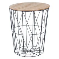 Stoły ogrodowe - Stolik z koszem z drewnianym blatem 47 x 57 cm - miniaturka - grafika 1