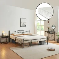 Łóżka - Łóżko metalowe z materacem 180x200cm czarne Rama łóżka łóżko podwójne [en.casa] - miniaturka - grafika 1