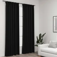 Zasłony - vidaXL Zasłony stylizowane na lniane, 2 szt., antracytowe, 140x225 cm - miniaturka - grafika 1