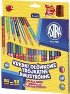 Przybory szkolne - Astra Kredki ołówkowe dwustronne trójkątne 24 = 48 kolorów - miniaturka - grafika 1