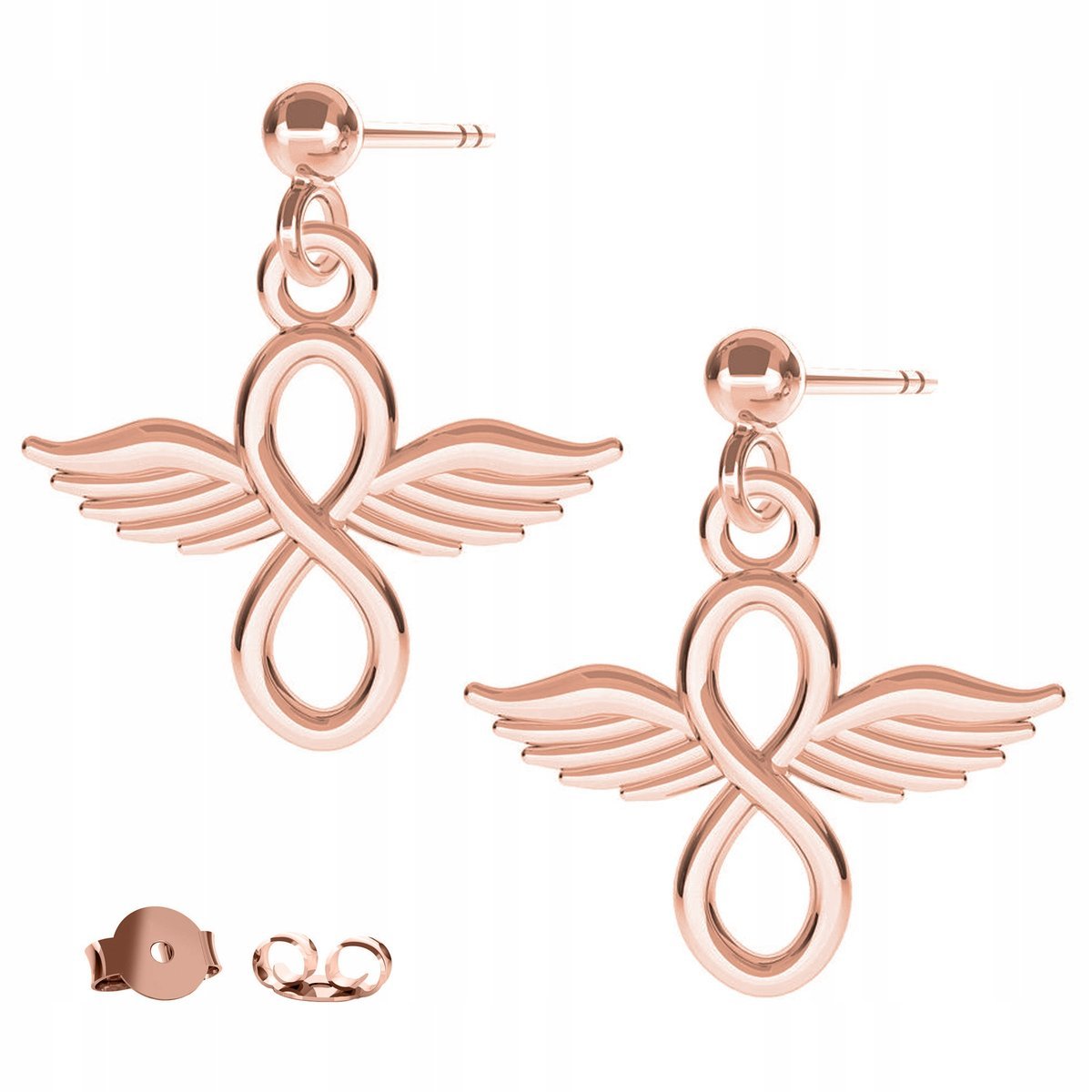 Kolczyki Nieskończoność różowe złoto 925