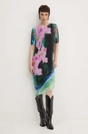 Sukienki - Desigual sukienka GARAZI kolor zielony midi prosta 24WWVK78 - miniaturka - grafika 1