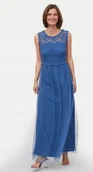 Sukienki - Vila Sukienka Koktajlowa Niebieska Midi Koronkowa 34 Jmk - miniaturka - grafika 1
