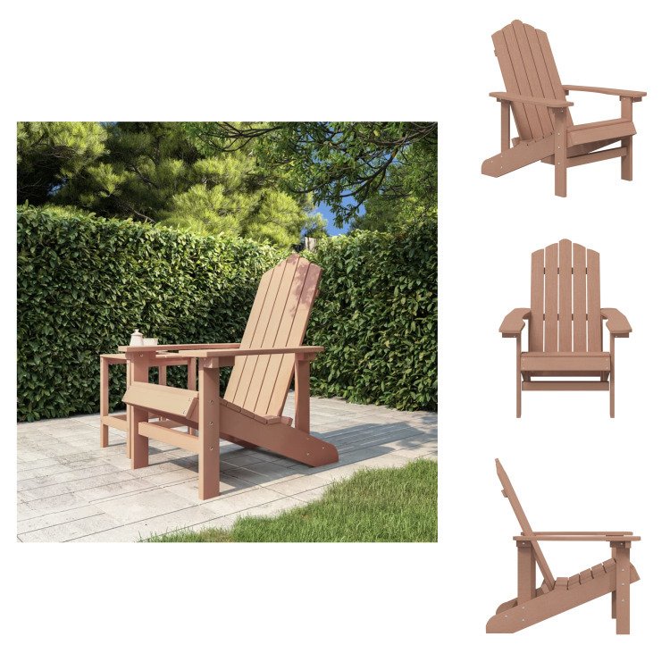 vidaXL Krzesło ogrodowe Adirondack HDPE brązowe - Krzesła ogrodowe