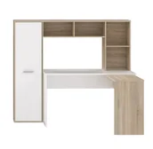 Biurka dla dzieci - Biurko narożne z regałem NET106 ERBB541, białe /dąb sonoma, Forte,gratisy - miniaturka - grafika 1