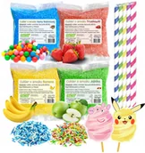 Cukier i słodziki - Zestaw Cukier 4x 100g Kolorowy i Smakowy w Saszetkach + Posypka Patyki Postacie - miniaturka - grafika 1