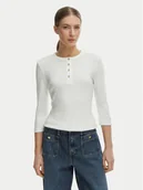 Bluzki damskie - Tommy Hilfiger Bluzka WW0WW49629 Écru Slim Fit - miniaturka - grafika 1