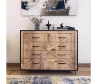 Komody - Szafka COMFORT 100x80 cm brąz/czarny - miniaturka - grafika 1