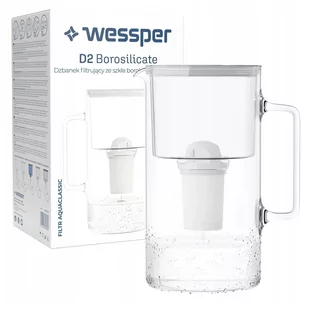 Wessper AquaClassic Crystalline 2,5L Szary szklany dzbanek filtrujący z 12 wkładami - Dzbanki filtrujące - miniaturka - grafika 2