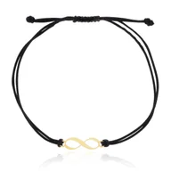 Bransoletki - Bransoletka czarny sznurek ze złotym znakiem nieskończoności pr.585 - miniaturka - grafika 1