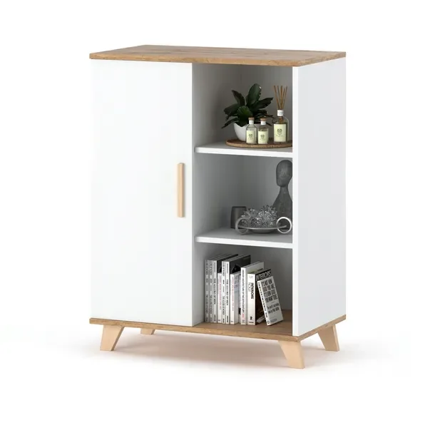 Komoda Szafka salon Regał 80cm Biala Wotan OSLO Styl Skandynawski