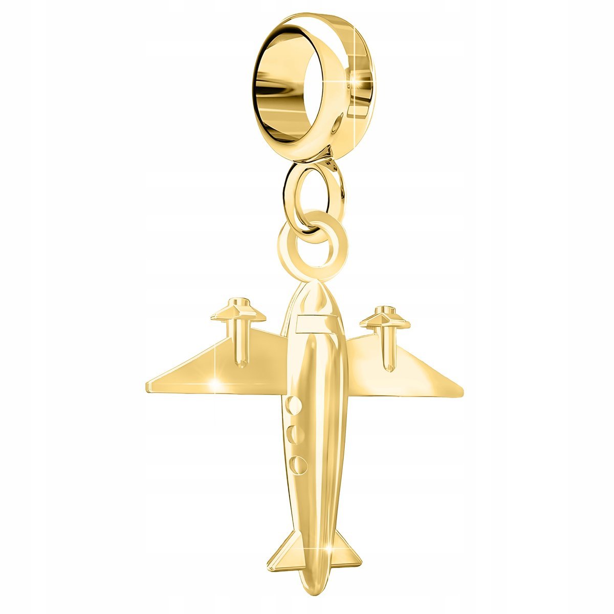 Charms Złoty z Samolotem Podróż Samolot Samolocik Plane SREBRO 925